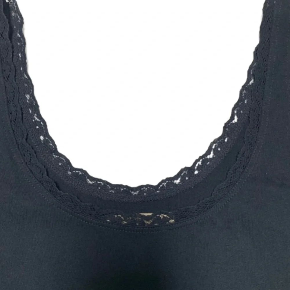HOLLISTER Navy Blue Lace Trimmed Ruffled Bottom Tank Top - EUC, Small_3